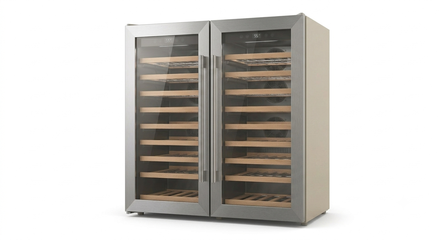 Wine Refrigerator - Silver VII Stainless Steel Double_Vintner Reserve Dual-Zone French Door Wine Cooler