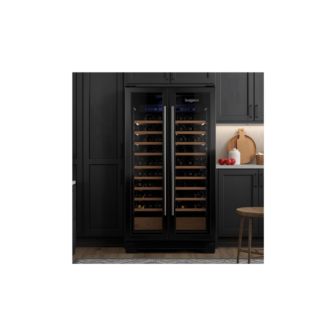 Wine Refrigerator - Black III Double_Vintner Reserve Shadow Grand Dual-Door Wine Column-Black Finish