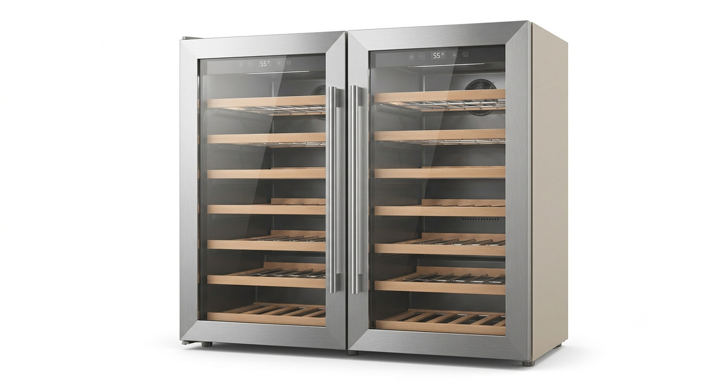 Wine Refrigerator - Silver XI Stainless Steel Double_Premium Dual-Zone 92-Bottle Wine Refrigerator